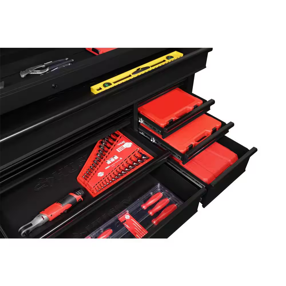 72 In. W X 24 In. D Heavy Duty 18-Drawer Mobile Workbench Cabinet with Adjustable-Height Hardwood Top in Matte Black - Image 12