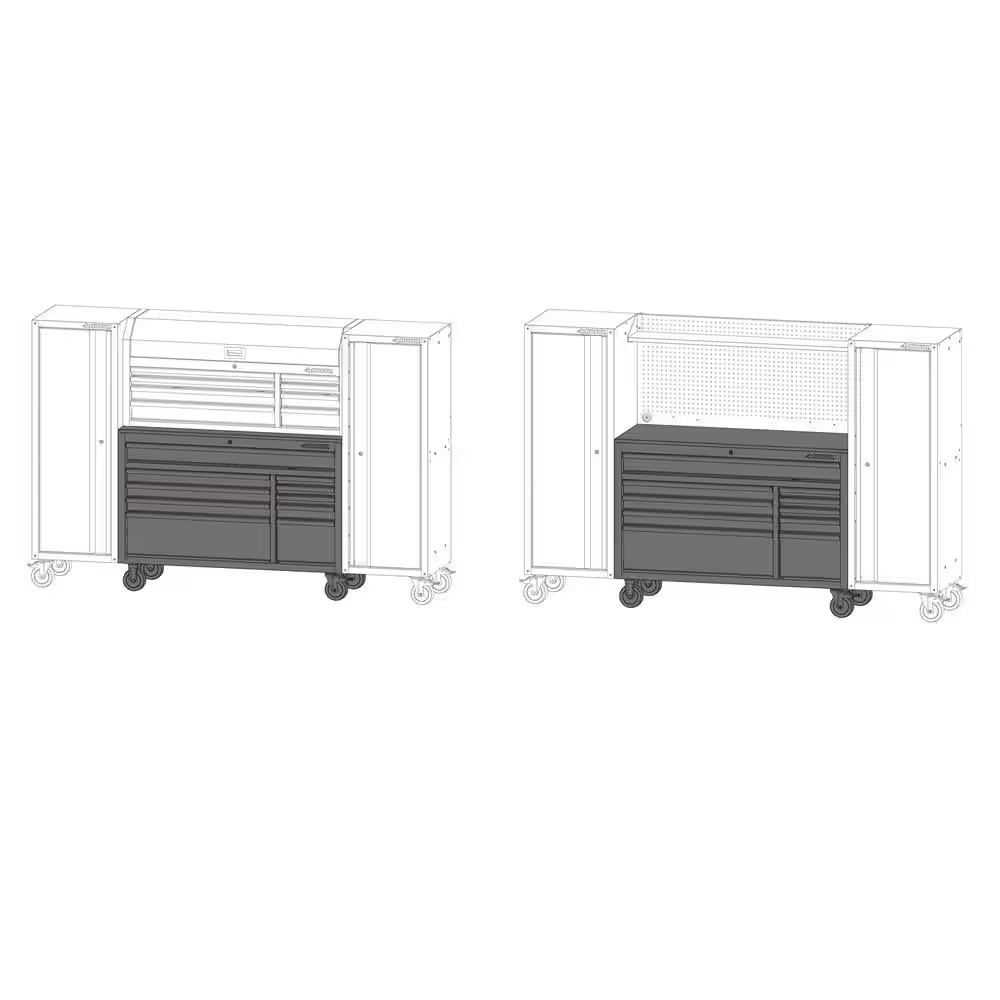 Modular Tool Storage 52 In. W X 20 In. D Standard Duty Black Mobile Workbench Cabinet - Image 11