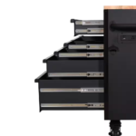 Heavy-Duty 61 In. W X 23 In. D 15-Drawer Matte Black Mobile Workbench Cabinet with Solid Wood Top - Image 13