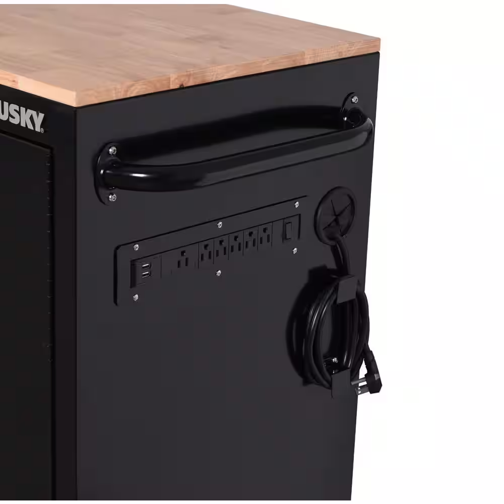 Standard Duty 72 In. W X 20 In. D 10-Drawer Gloss Black Mobile Workbench Cabinet with Solid Wood Top - Image 8