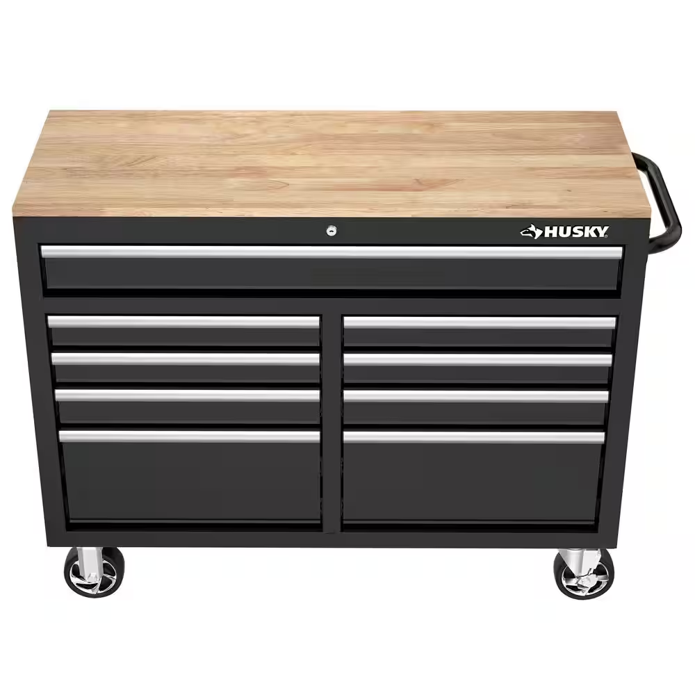 Tool Storage 46 In. W X 18 In. D 9-Drawer Mobile Workbench Cabinet in Gloss Black - Image 11