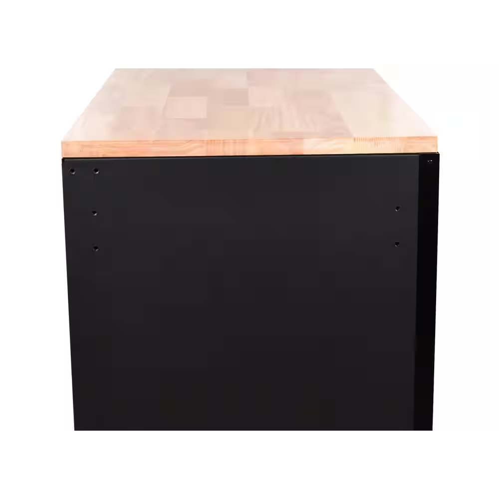 Heavy-Duty 61 In. W X 23 In. D 15-Drawer Matte Black Mobile Workbench Cabinet with Solid Wood Top - Image 12