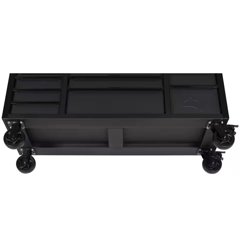 Heavy-Duty 61 In. W X 23 In. D 15-Drawer Matte Black Mobile Workbench Cabinet with Solid Wood Top - Image 5