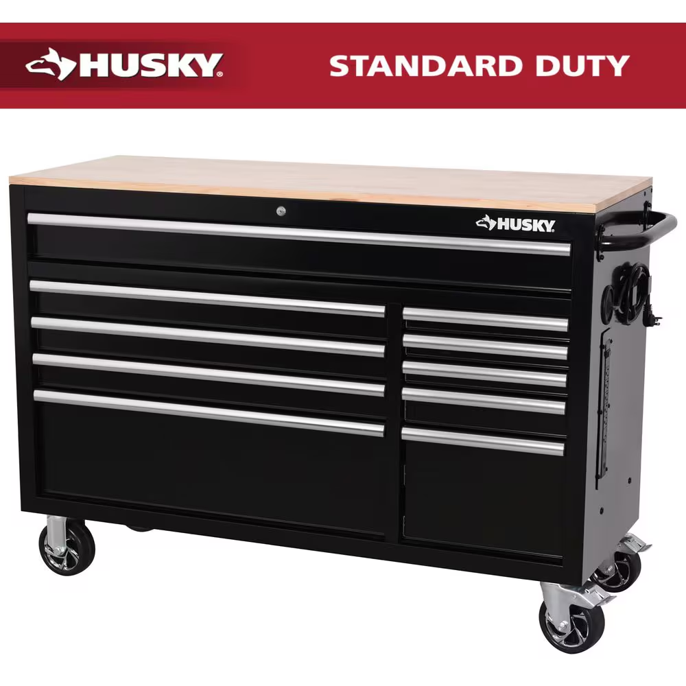Modular Tool Storage 52 In. W X 20 In. D Standard Duty Black Mobile Workbench Cabinet