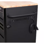 Heavy-Duty 61 In. W X 23 In. D 15-Drawer Matte Black Mobile Workbench Cabinet with Solid Wood Top - Image 10