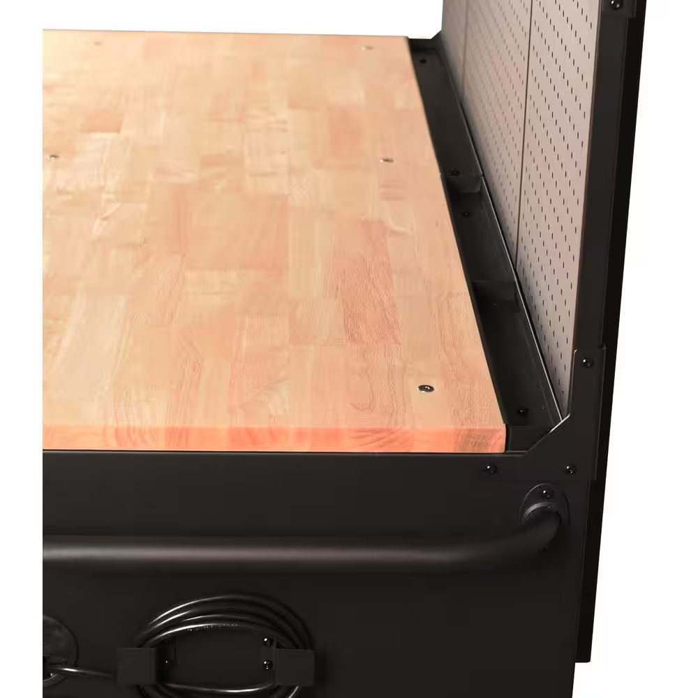 56 In. W X 27.6 In. D 10-Drawer Matte Black Heavy-Duty Mobile Workbench with Pegboard and Top Cabinets - Image 11