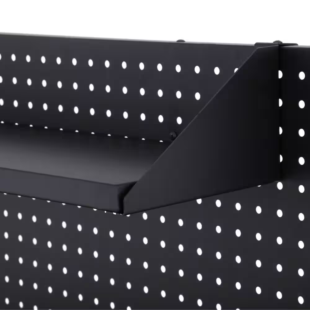 61 In. W X 26 In. D Heavy Duty 10-Drawer 1-Door Mobile Workbench with Hardwood Top, Pegboard and Shelf in Matte Black - Image 9