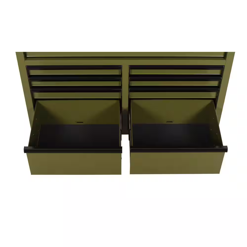 46 In. W X 18.1 In. D 9-Drawer Army Green Mobile Workbench Cabinet with Solid Wood Top - Image 7