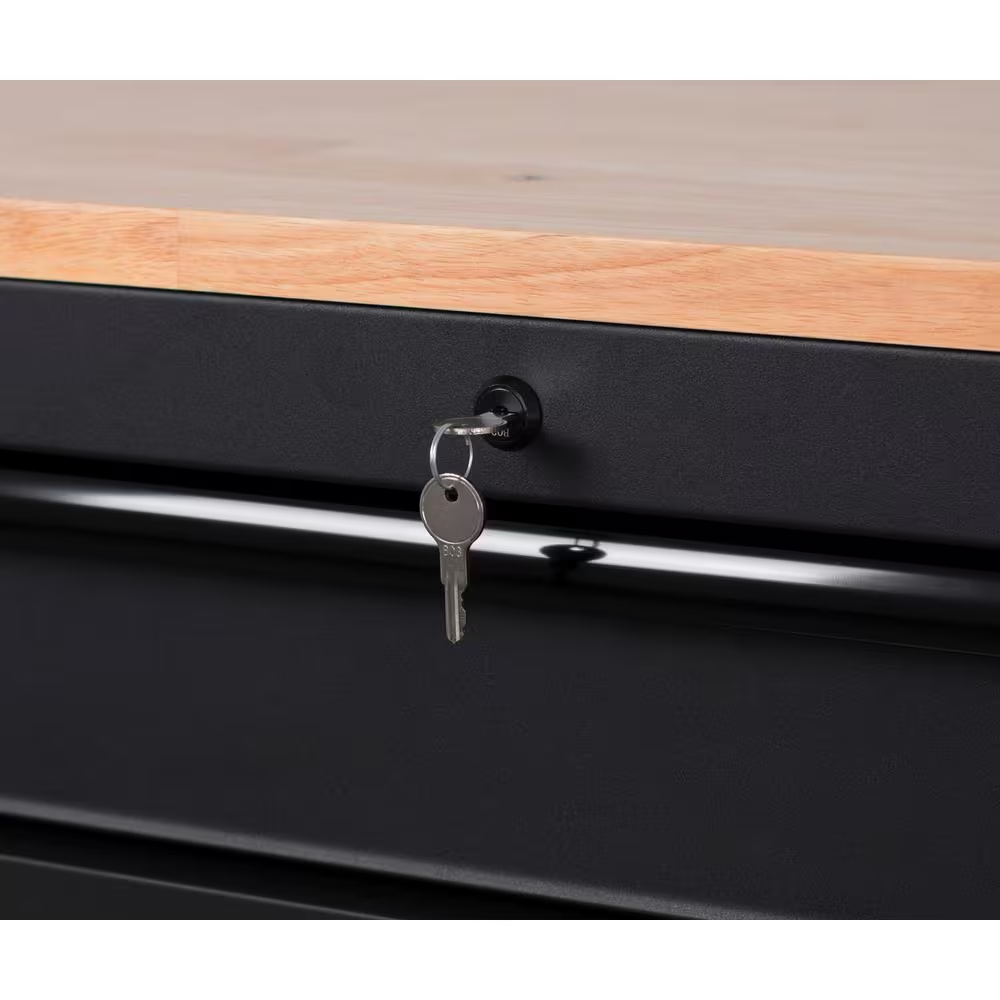 56 In. W X 27.6 In. D 10-Drawer Matte Black Heavy-Duty Mobile Workbench with Pegboard and Top Cabinets - Image 7