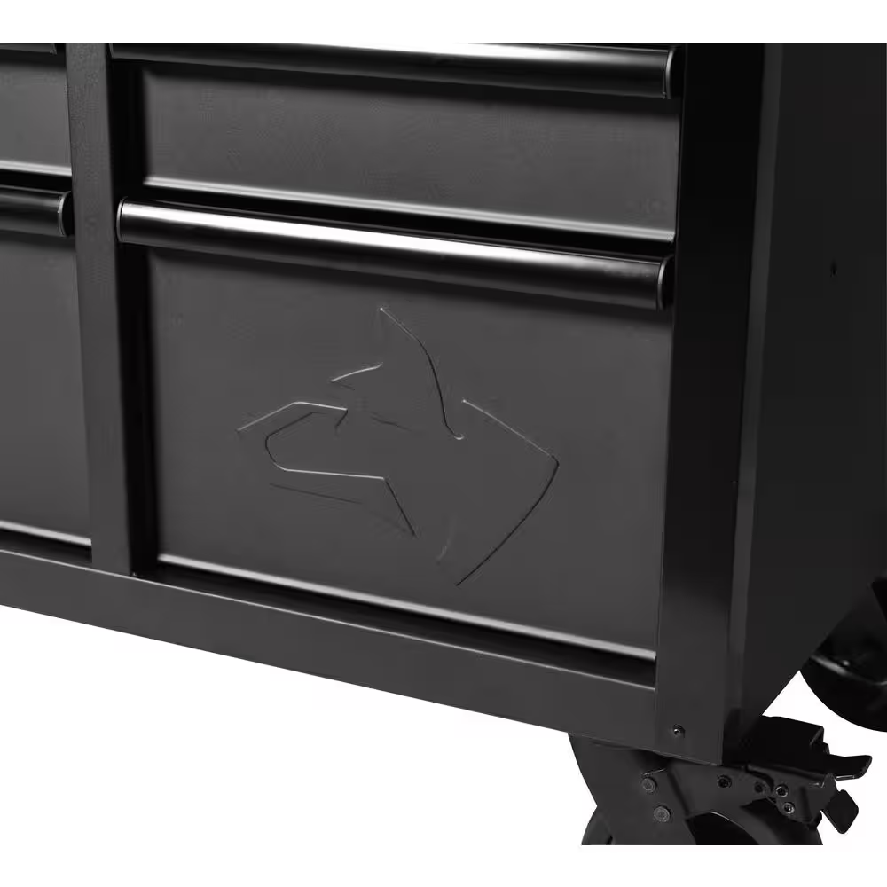 61 In. W X 23 In. D Heavy Duty 15-Drawer Mobile Workbench Tool Chest with Solid Wood Top in Matte Black - Image 11