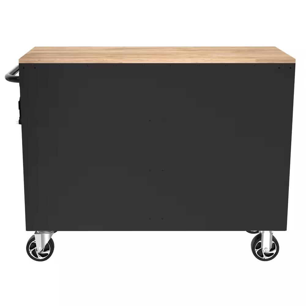 Tool Storage 46 In. W X 18 In. D 9-Drawer Mobile Workbench Cabinet in Gloss Black - Image 4