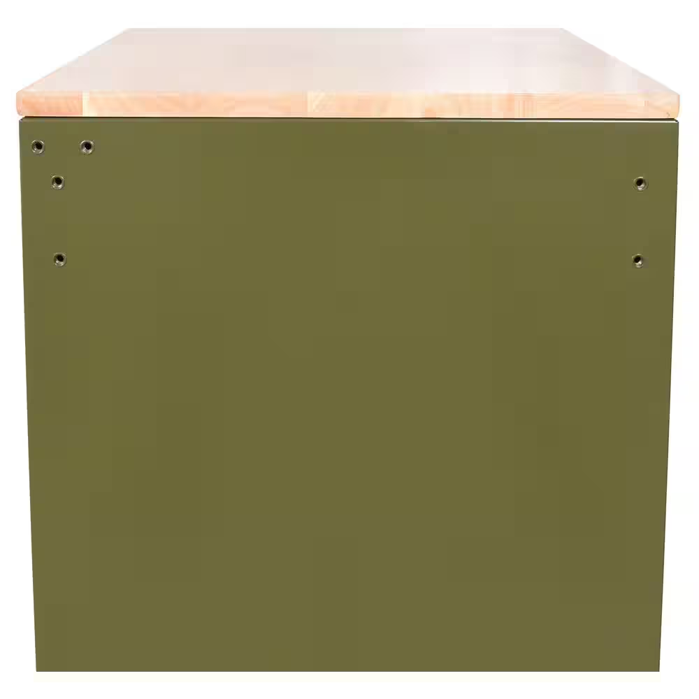 46 In. W X 18.1 In. D 9-Drawer Army Green Mobile Workbench Cabinet with Solid Wood Top - Image 10