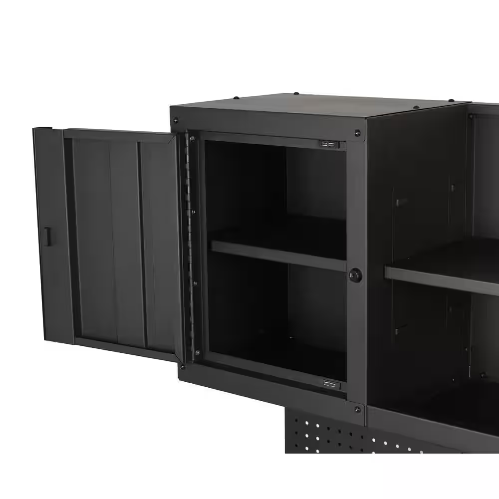 56 In. W X 27.6 In. D 10-Drawer Matte Black Heavy-Duty Mobile Workbench with Pegboard and Top Cabinets - Image 14