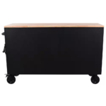 Heavy-Duty 61 In. W X 23 In. D 15-Drawer Matte Black Mobile Workbench Cabinet with Solid Wood Top - Image 6